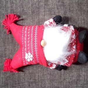 Gnome Standing Figure Soft Red Felted Embroidered Hat Stocking Holiday NWT